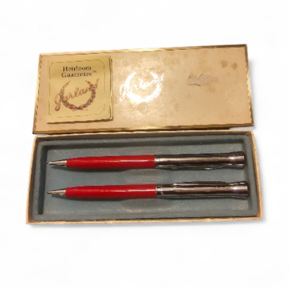 Vintage New garland Gold and Red pen Pencil Set Stationery Box - Picture 2 of 6